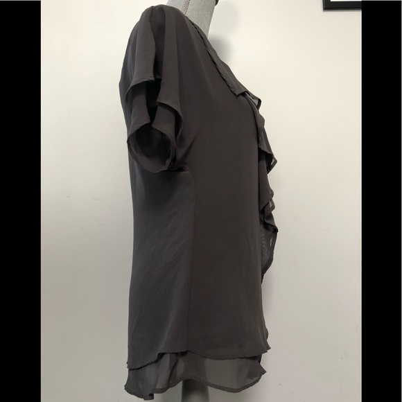 Vivienne Tam grey ruffle blouse designer chiffon semi sheer grey colour - Picture 2 of 8